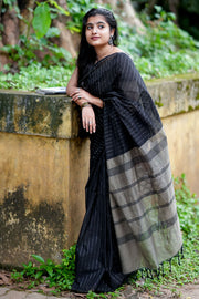 Ponni Saree W/ Blouse - Black