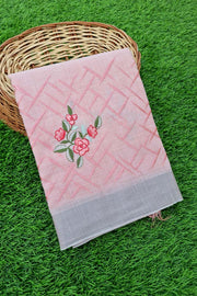 Linen Embroidery - Peach Pink