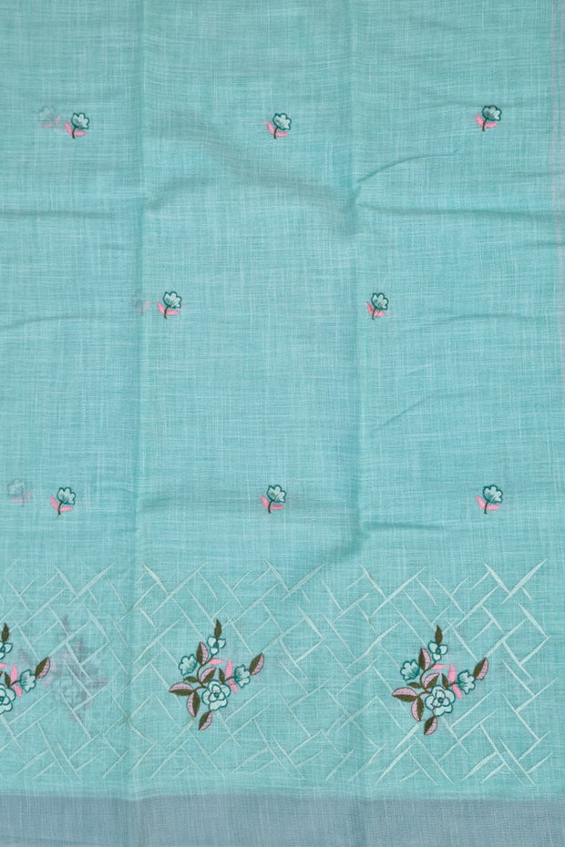 Linen Embroidery - Bluish Green