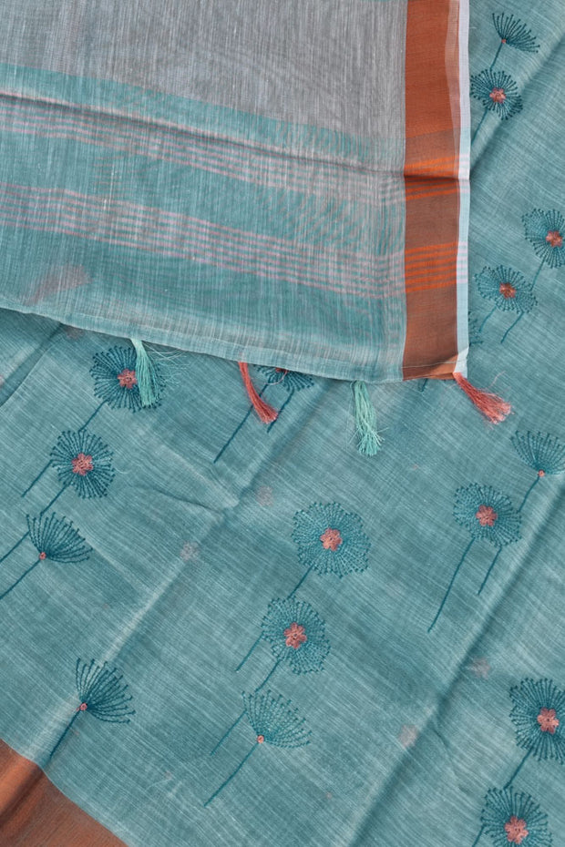 Linen Embroidery - Sea Green