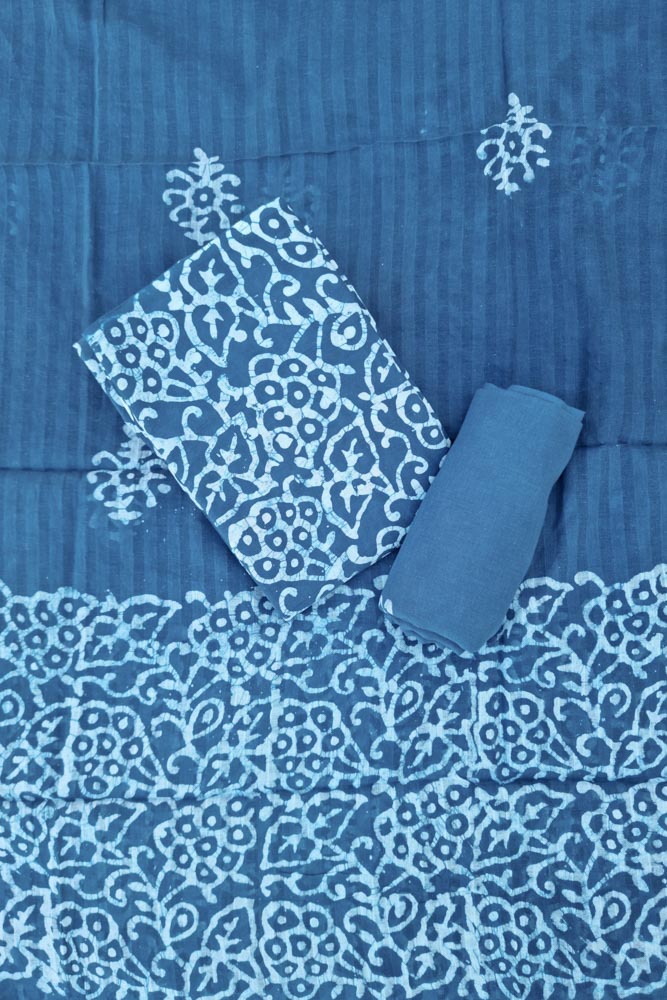 HandBlock Print Suit - Prussian Blue