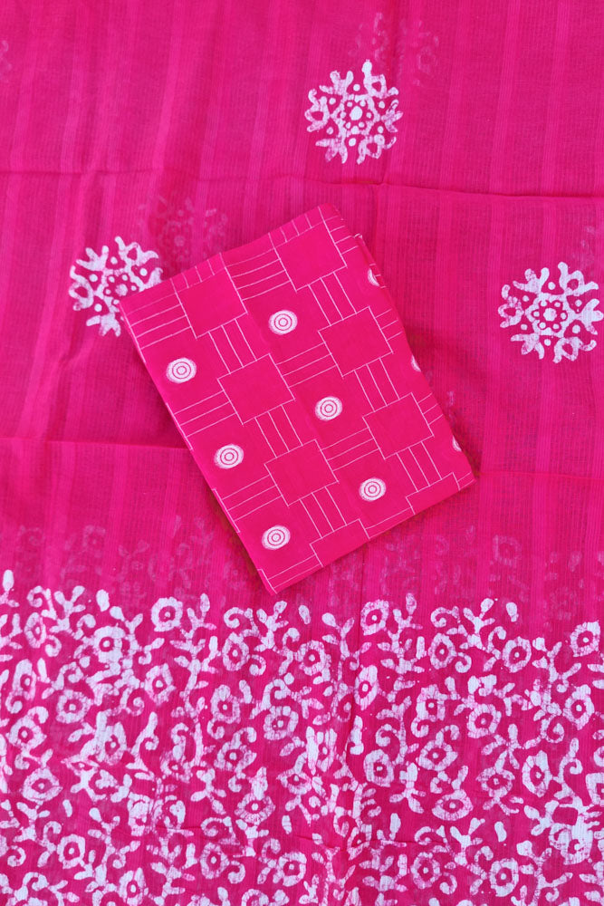 HandBlock Print Suit - Candy Pink