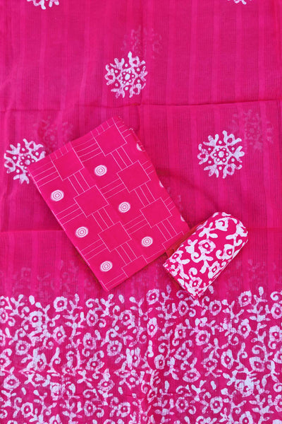 HandBlock Print Suit - Candy Pink