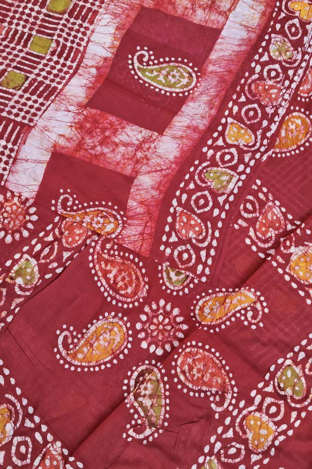 Voil Saree with Blouse - Brick Red
