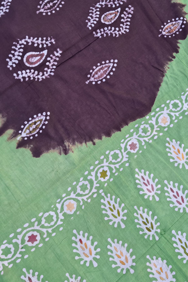 Voile Saree With Blouse - Dull Green