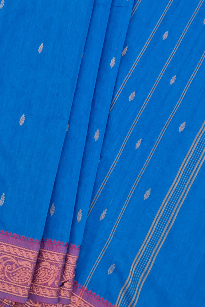 Mixed Cotton Saree - Royal Blue