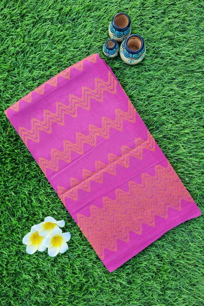 Voil Saree Without Blouse - Neon Pink