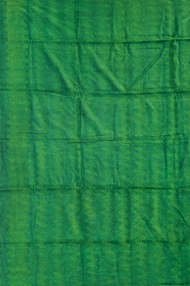 Voil Saree Without Blouse - Dark Green