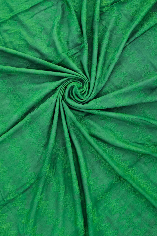 Voil Saree Without Blouse - Dark Green