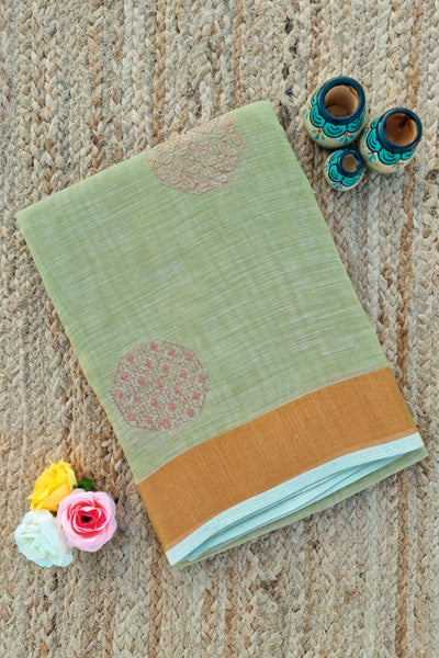 Linen Embroidery - Mint Green