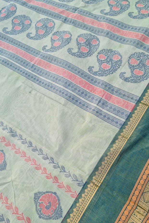 Kanchi Gap Border Series - Tussar Green