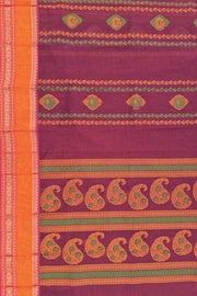 Kanchi Gap Border Series - Dark Maroon Red