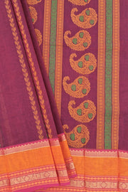 Kanchi Gap Border Series - Dark Maroon Red