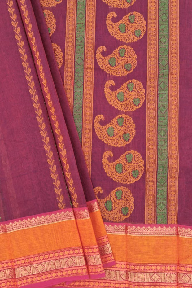 Kanchi Gap Border Series - Dark Maroon Red