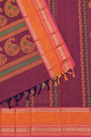 Kanchi Gap Border Series - Dark Maroon Red