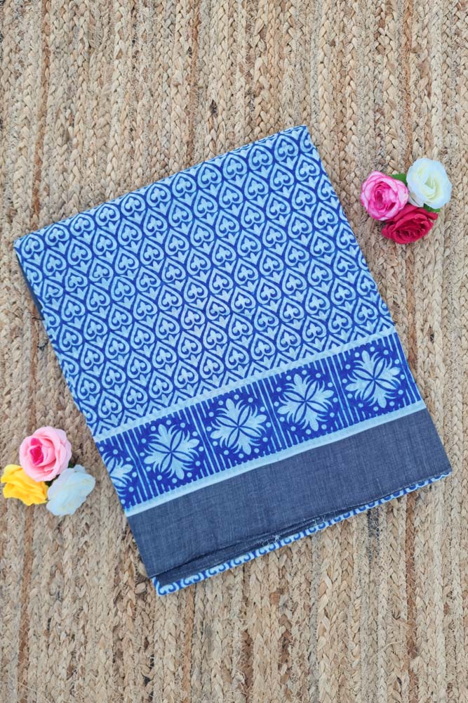 Chettinad Cotton Saree - Blue/Grey