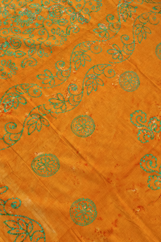 Voil Saree With Blouse - Yellow/Neon Green