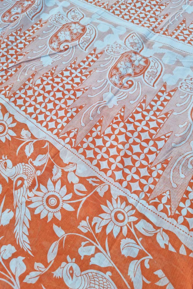 Chettinad Cotton Saree -  Orange/White