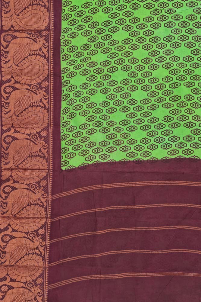 Alaya Sungudi - Parrot Green/Brown