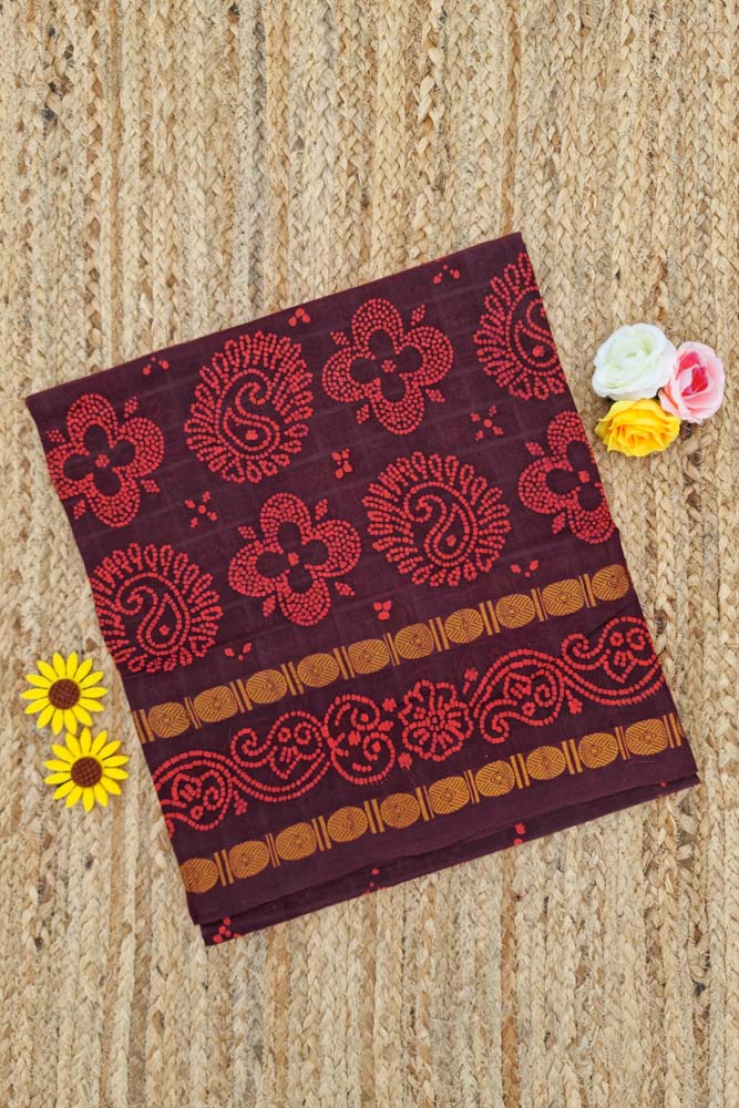 Batik  Sungudi - Reddish Brown