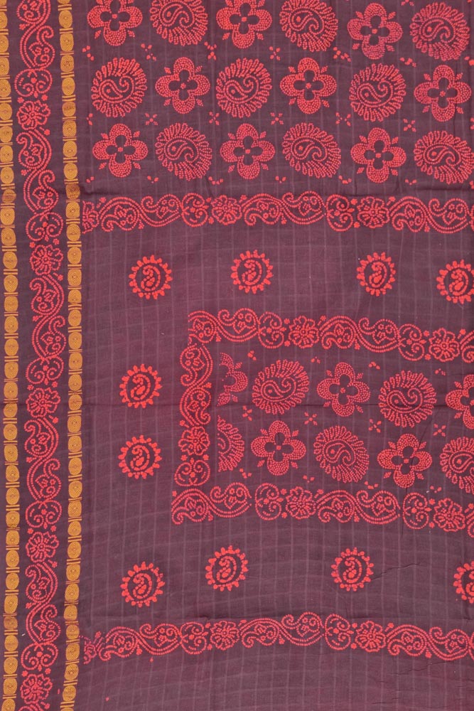 Batik  Sungudi - Reddish Brown