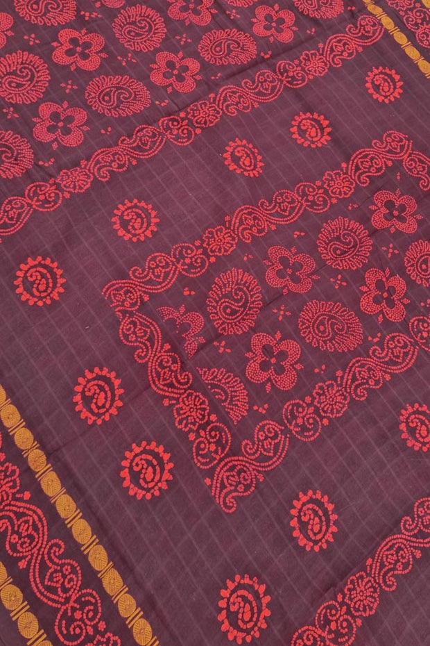 Batik  Sungudi - Reddish Brown