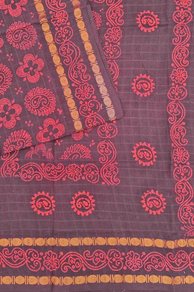 Batik  Sungudi - Reddish Brown