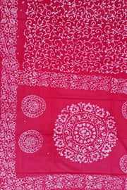 Voil Saree With Blouse - Dark Pink/Batik