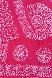 Voil Saree With Blouse - Dark Pink/Batik