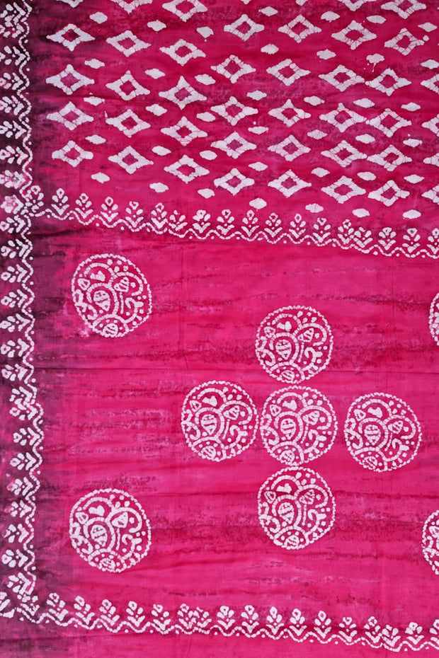 Voil Saree With Blouse - Dark Pink