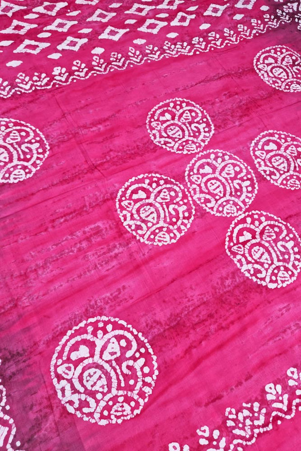 Voil Saree With Blouse - Dark Pink