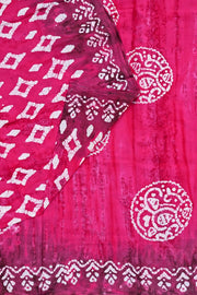 Voil Saree With Blouse - Dark Pink