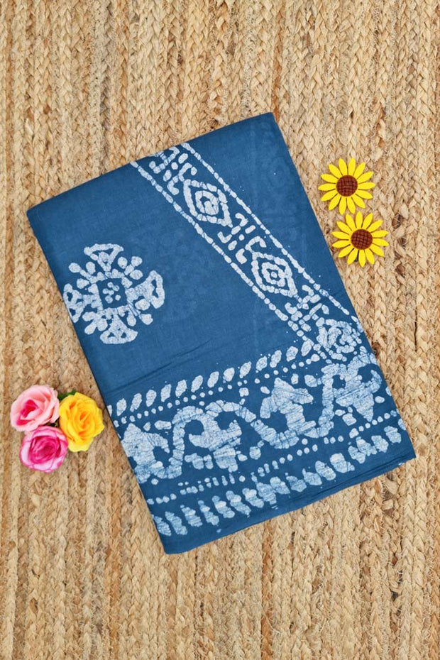 Voil Saree With Blouse - Capri Blue