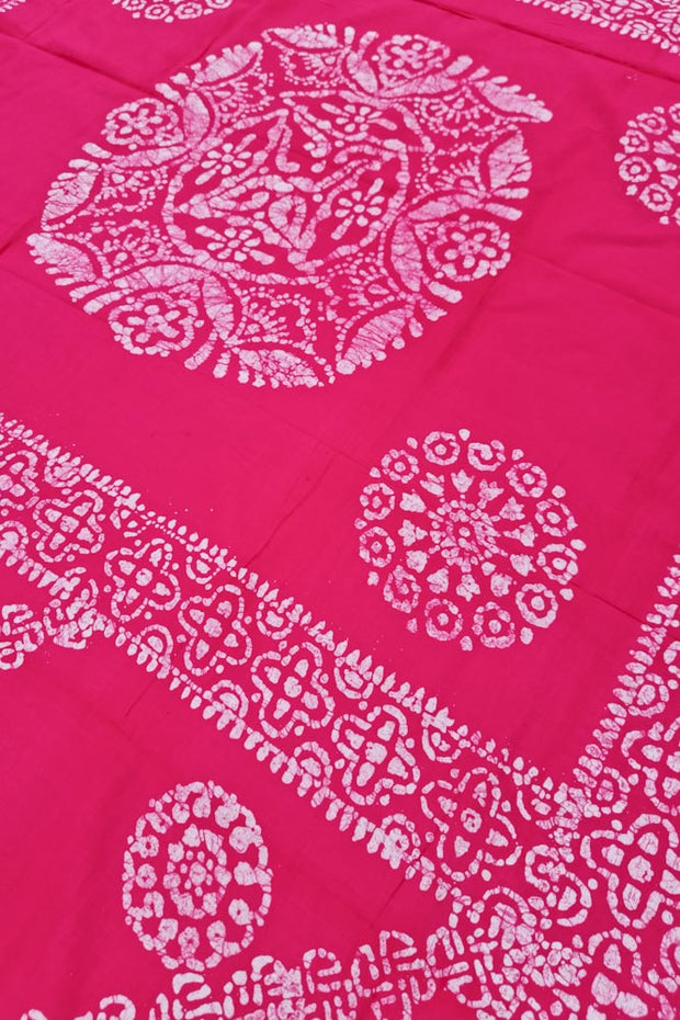 Voil Saree With Blouse - Rani Pink