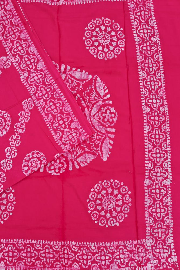 Voil Saree With Blouse - Rani Pink