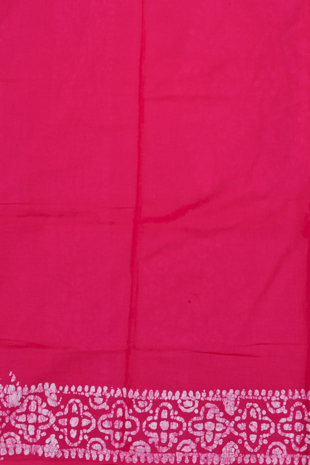 Voil Saree With Blouse - Rani Pink