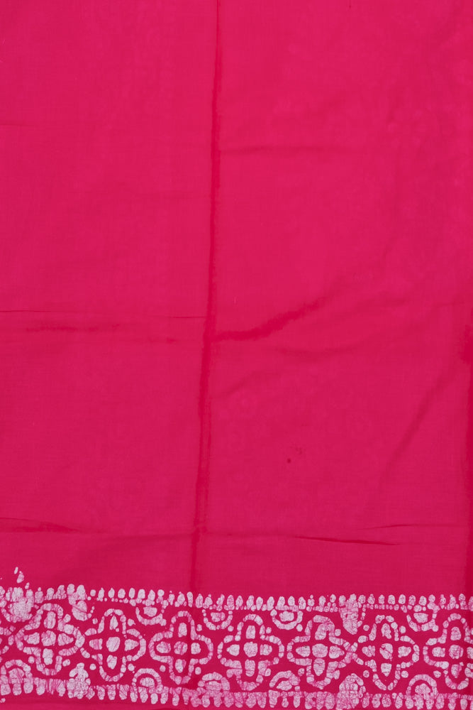 Voil Saree With Blouse - Rani Pink