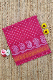 Malar Sungudi One Side Border -  Dark Pink