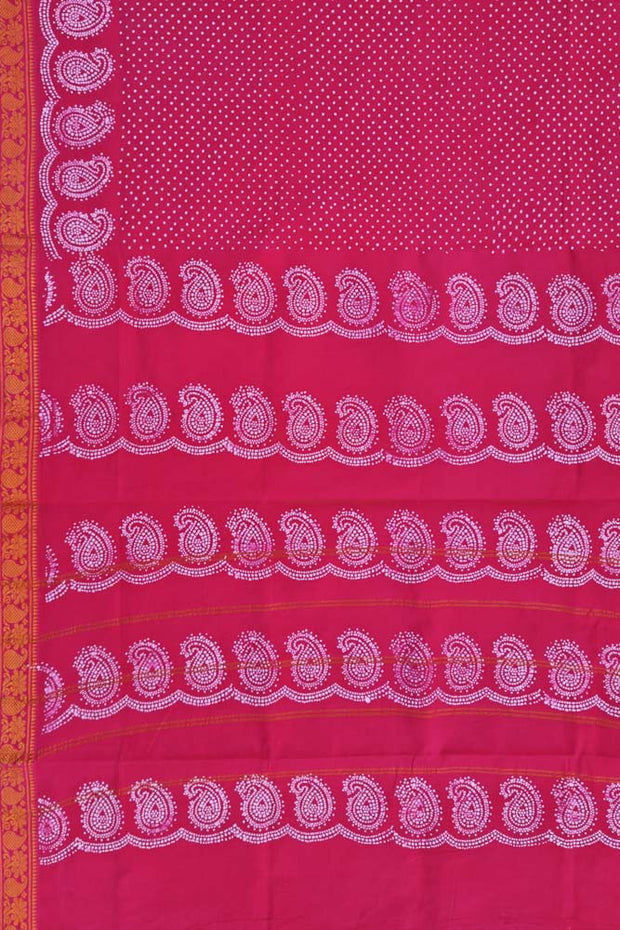 Malar Sungudi One Side Border -  Dark Pink