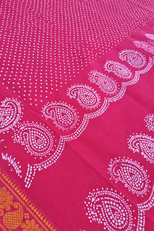 Malar Sungudi One Side Border -  Dark Pink