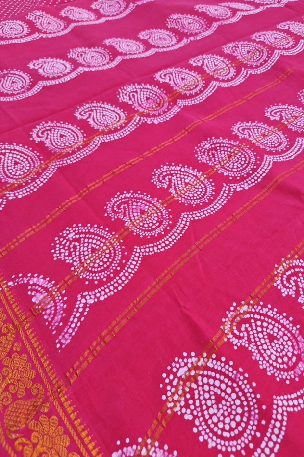 Malar Sungudi One Side Border -  Dark Pink