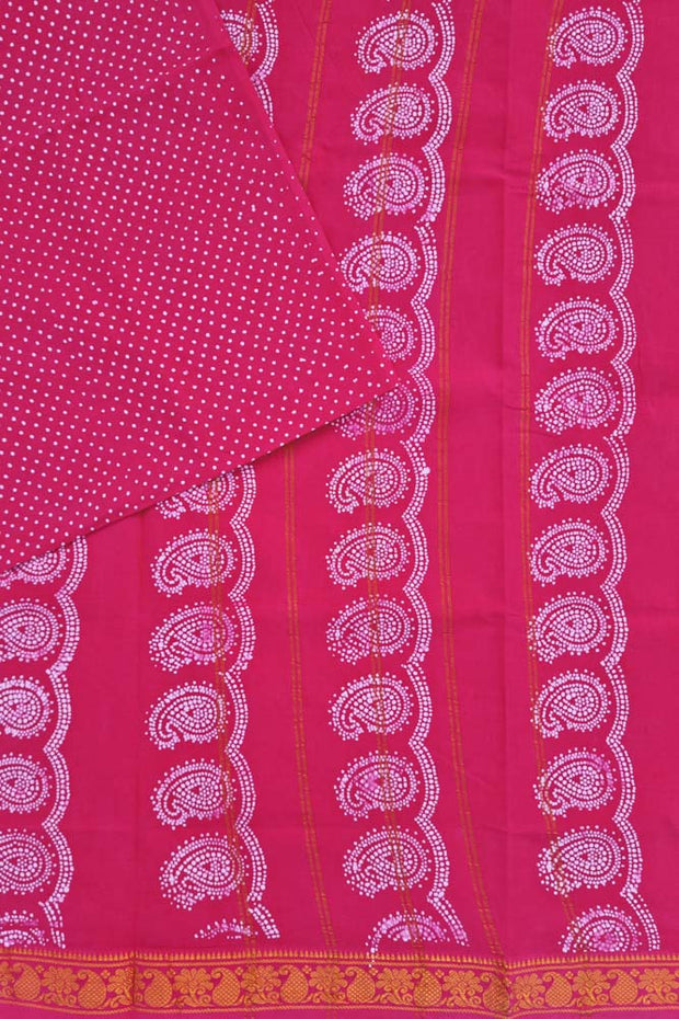 Malar Sungudi One Side Border -  Dark Pink