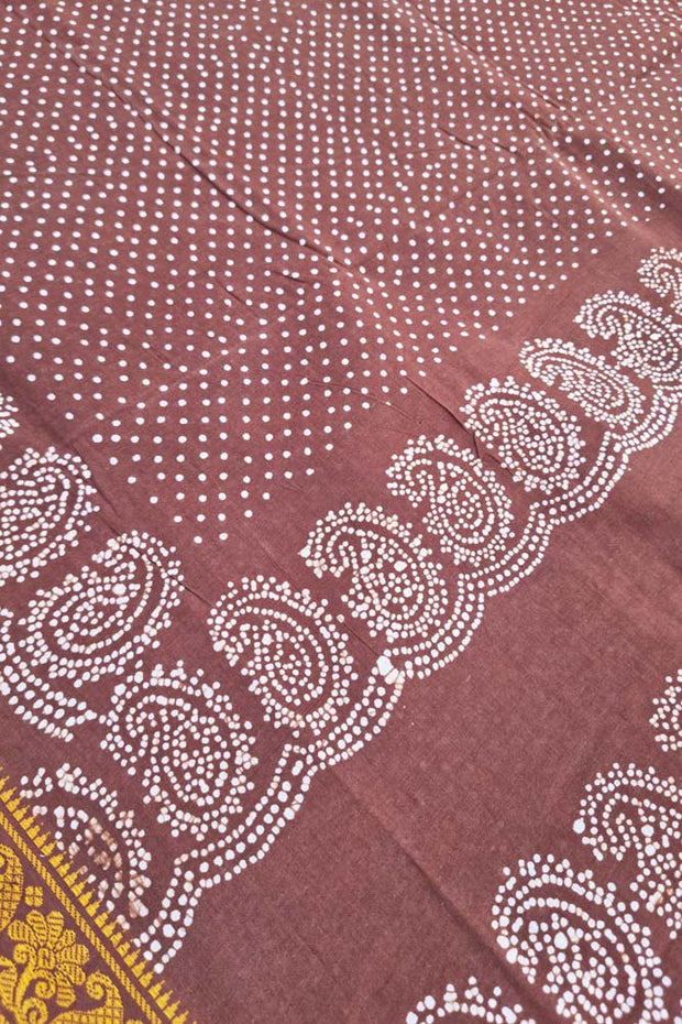 Malar Sungudi One Side Border - Brown