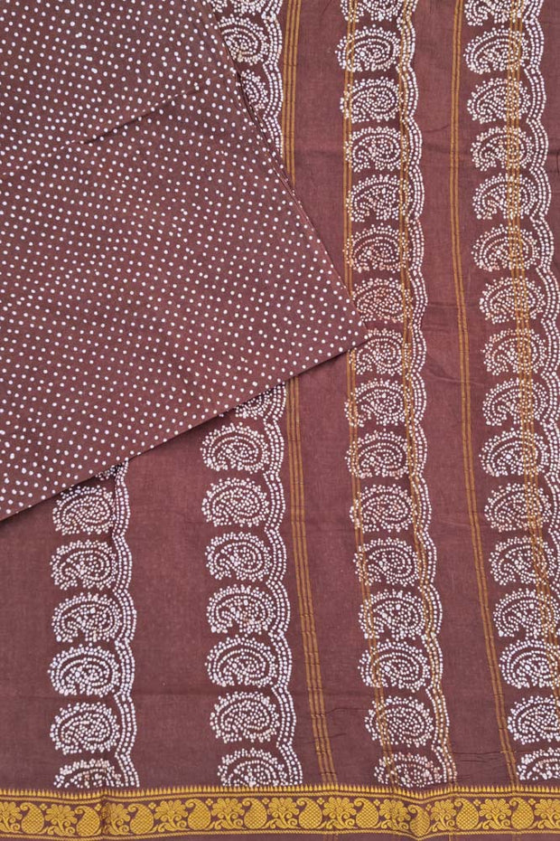 Malar Sungudi One Side Border - Brown