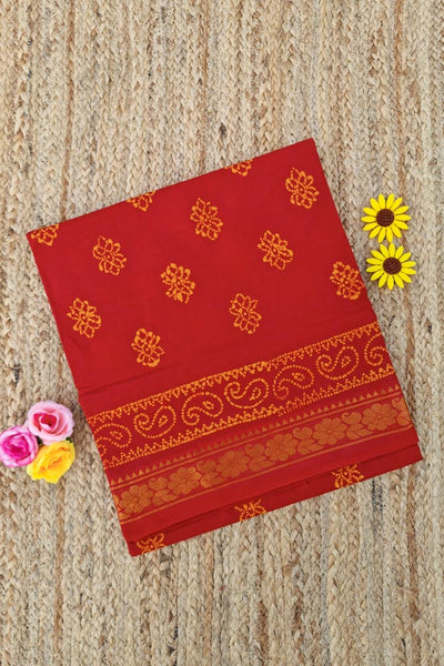 Malar Sungudi One Side Border - Red