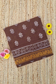 Malar Sungudi One Side Border - Brown