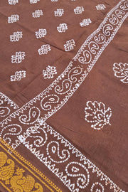 Malar Sungudi One Side Border - Brown