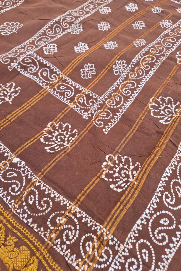 Malar Sungudi One Side Border - Brown