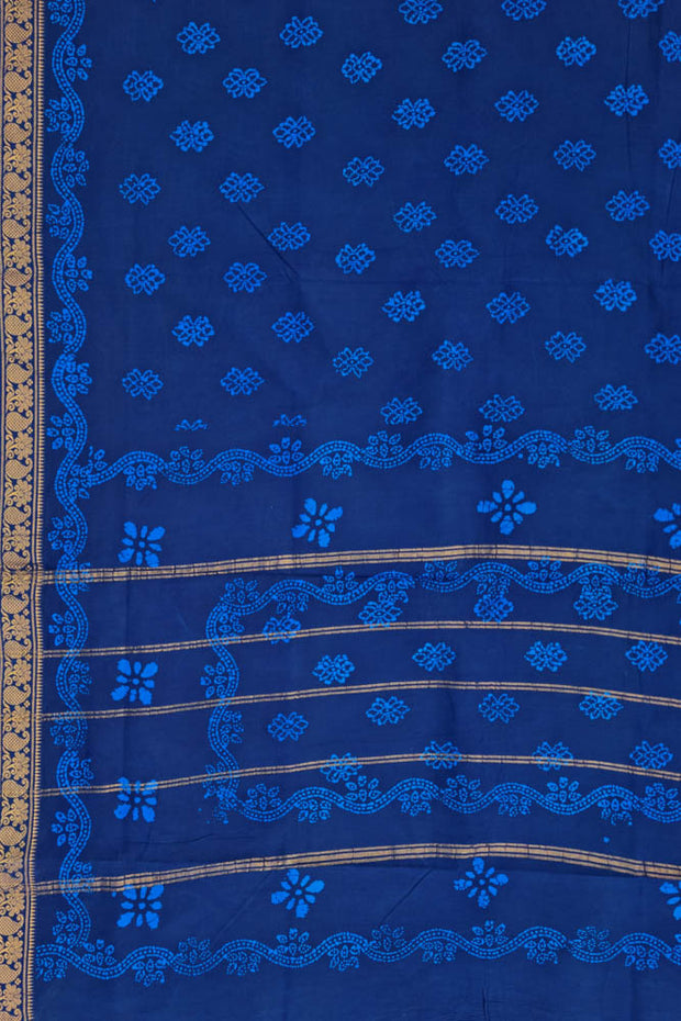 Malar Sungudi One Side Border - Dark Blue