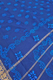 Malar Sungudi One Side Border - Dark Blue